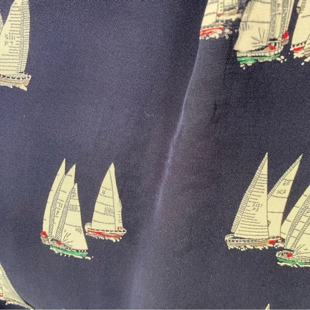 J.G. Hook Womens Midi Skirt 29” W Navy White Sailboat Pleated Nautical Pockets * - Picture 10 of 16